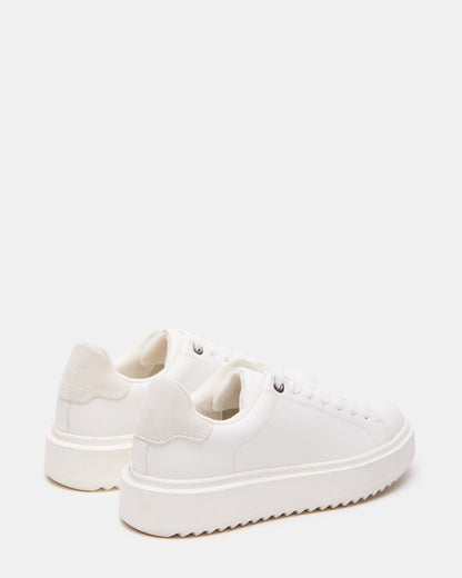 Steve Madden CATCHER White Suede Women's Low-Top Lace-Up Sneaker