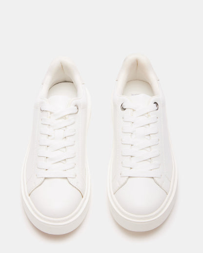 Steve Madden CATCHER White Suede Women's Low-Top Lace-Up Sneaker