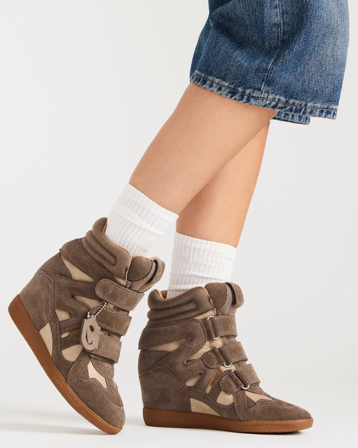 Steve Madden MAVIS White Suede High-Top Velcro Women's Sneaker