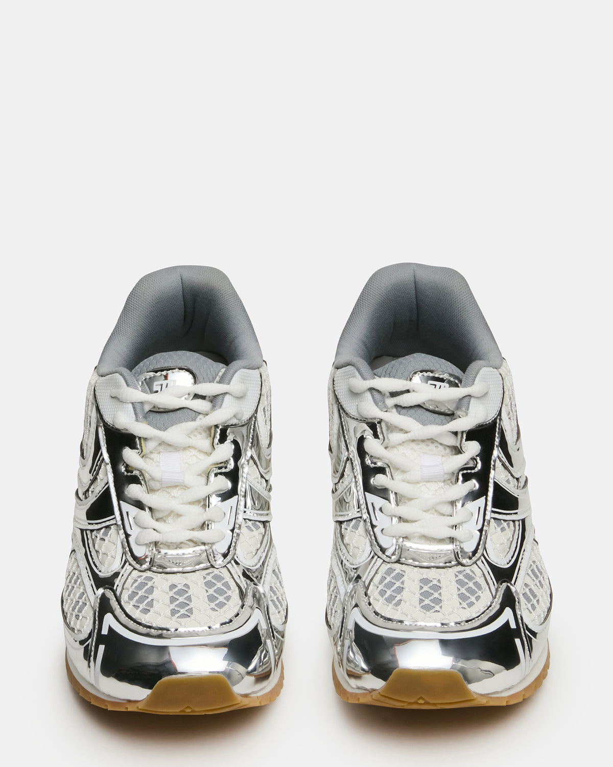 Steve Madden PAGER Silver Multi Low-Top Lace-Up Mesh Women's Sneaker