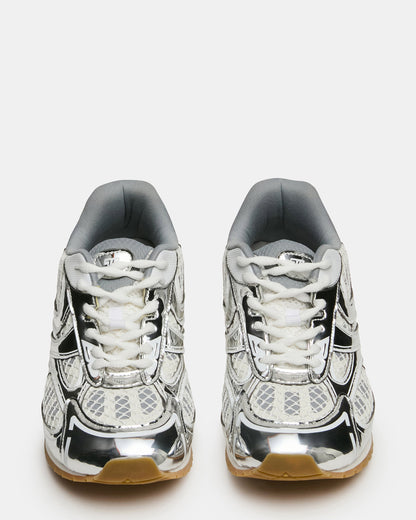 Steve Madden PAGER Silver Multi Low-Top Lace-Up Mesh Women's Sneaker