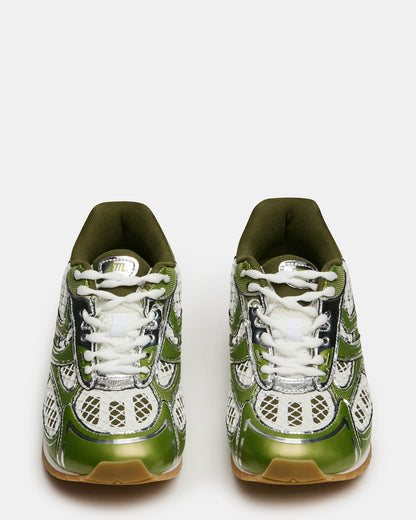 Steve Madden PAGER Green Multi Low-Top Lace-Up Mesh Women's Sneaker
