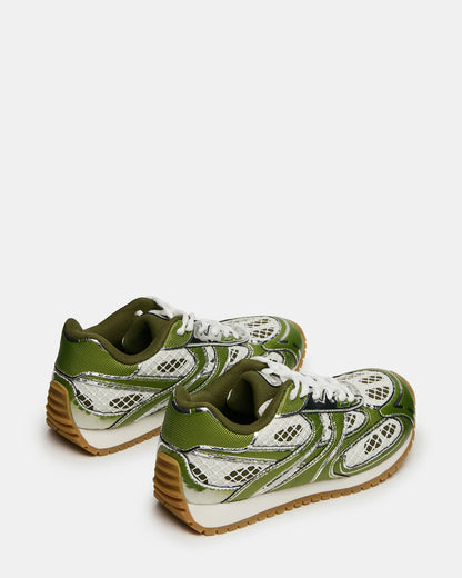 Steve Madden PAGER Green Multi Low-Top Lace-Up Mesh Women's Sneaker
