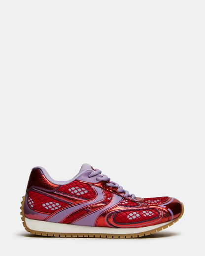 Steve Madden PAGER Red Multi Low-Top Lace-Up Mesh Women's Sneaker