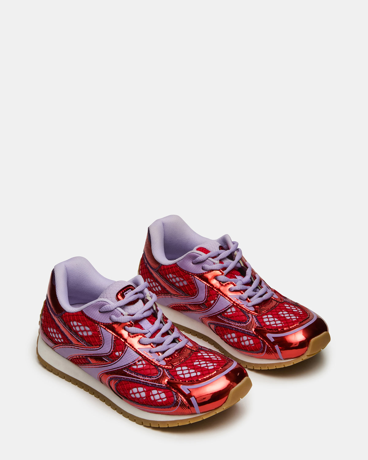 Steve Madden PAGER Red Multi Low-Top Lace-Up Mesh Women's Sneaker