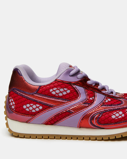 Steve Madden PAGER Red Multi Low-Top Lace-Up Mesh Women's Sneaker
