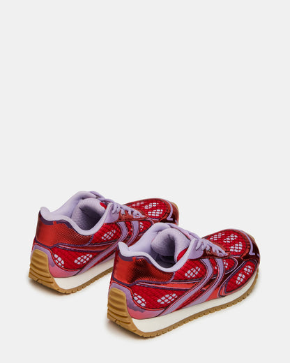 Steve Madden PAGER Red Multi Low-Top Lace-Up Mesh Women's Sneaker