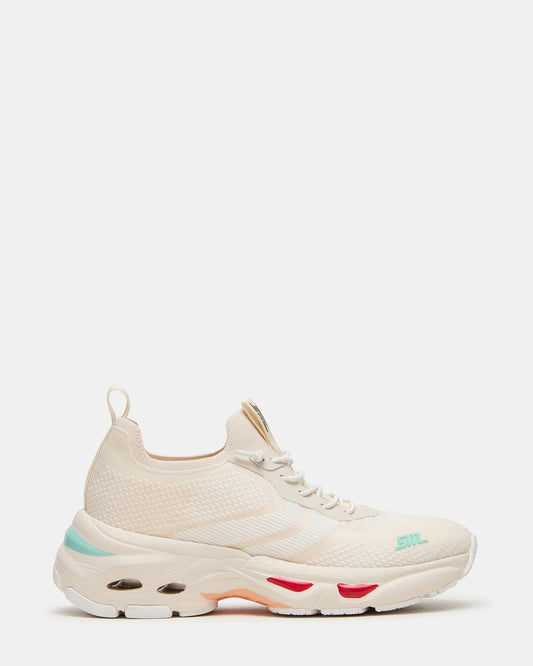 Steve Madden SWOOP White Multi Lace-Up Low-Top Platform Athletic Women's Sneaker
