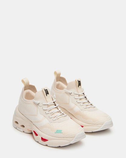 Steve Madden SWOOP White Multi Lace-Up Low-Top Platform Athletic Women's Sneaker