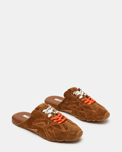 Steve Madden AZIEL MULE Chestnut Suede Low-Top Lace-Up Slip-On Women's Sneaker