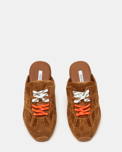 Steve Madden AZIEL MULE Chestnut Suede Low-Top Lace-Up Slip-On Women's Sneaker