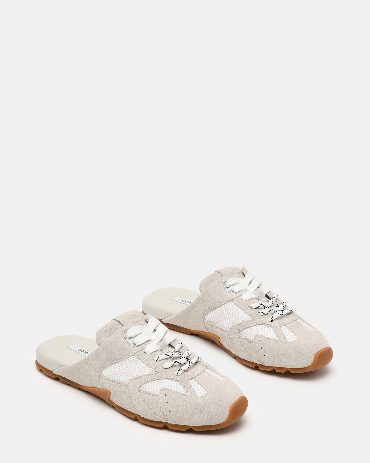 Steve Madden AZIEL MULE White Suede Low-Top Lace-Up Slip-On Women's Sneaker
