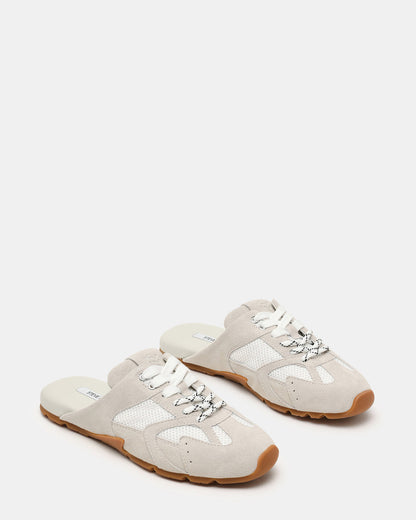 Steve Madden AZIEL MULE White Suede Low-Top Lace-Up Slip-On Women's Sneaker