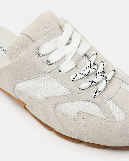 Steve Madden AZIEL MULE White Suede Low-Top Lace-Up Slip-On Women's Sneaker