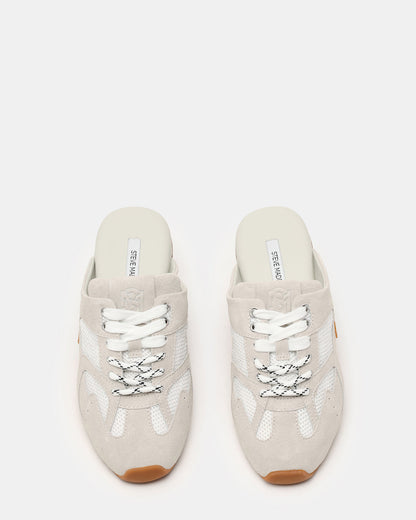 Steve Madden AZIEL MULE White Suede Low-Top Lace-Up Slip-On Women's Sneaker