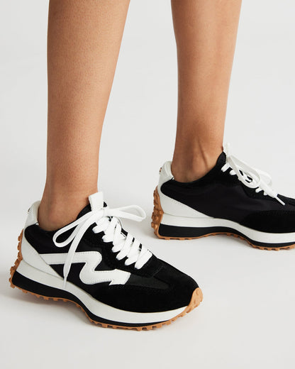 Steve Madden CAMPO Black/White Lace-Up Women's Sneaker