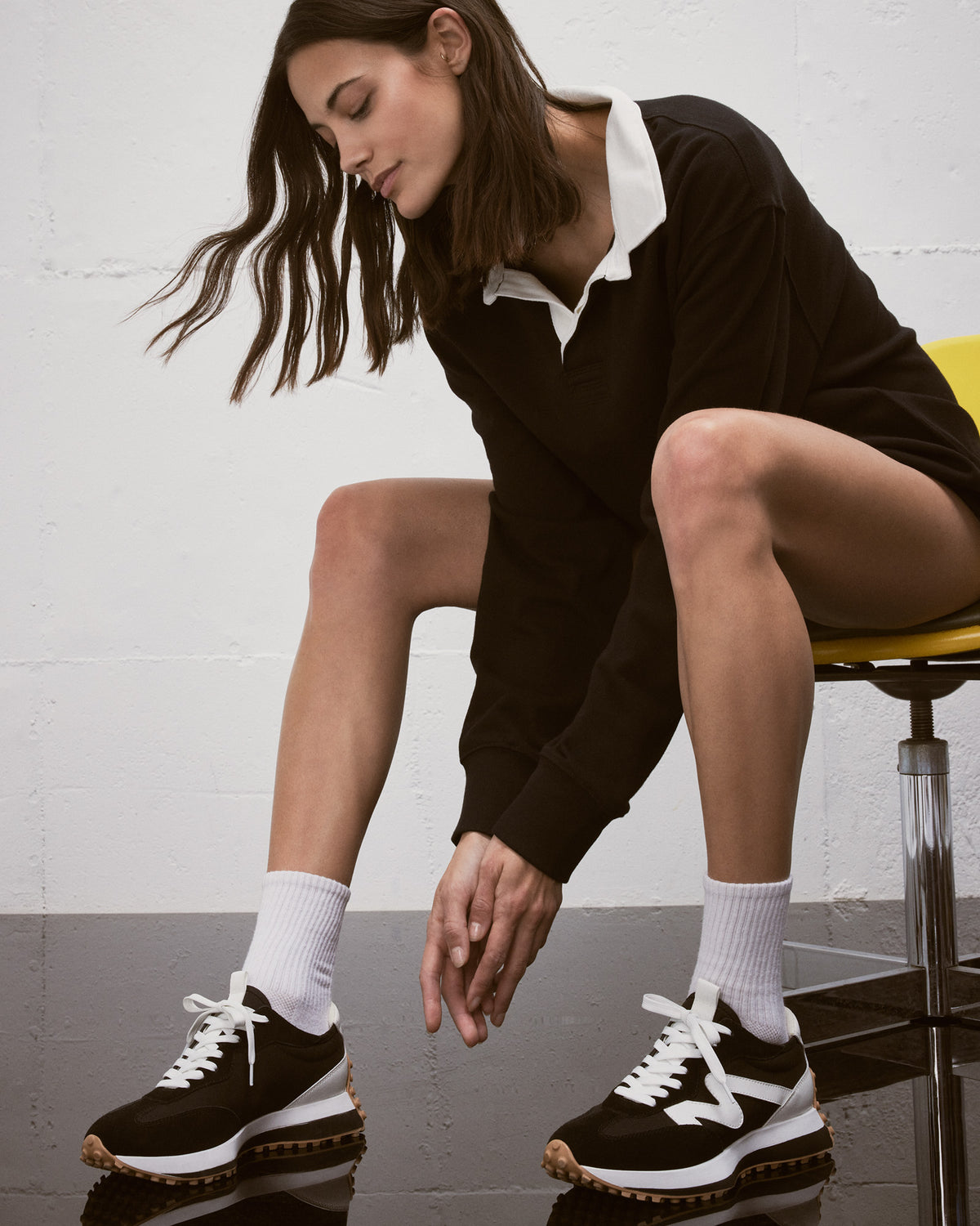 Steve Madden CAMPO Black/White Lace-Up Women's Sneaker