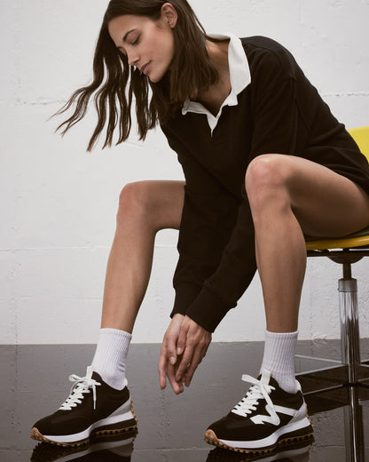 Steve Madden CAMPO Black/White Lace-Up Women's Sneaker