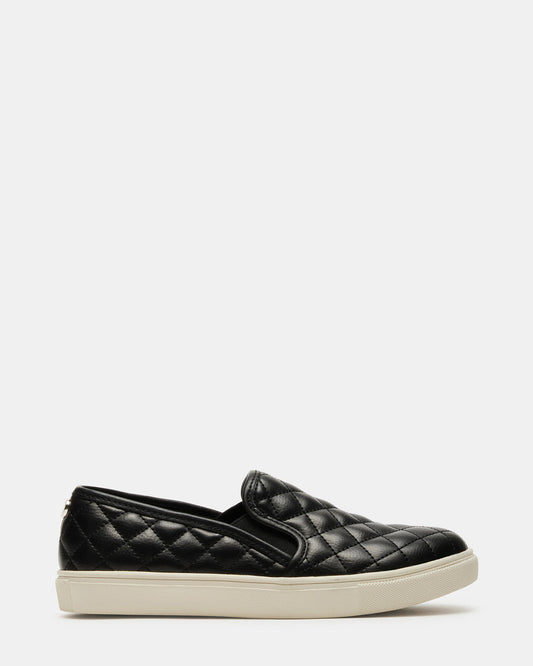 Steve Madden ECENTRCQ Black Leather Women's Slip On Sneakers