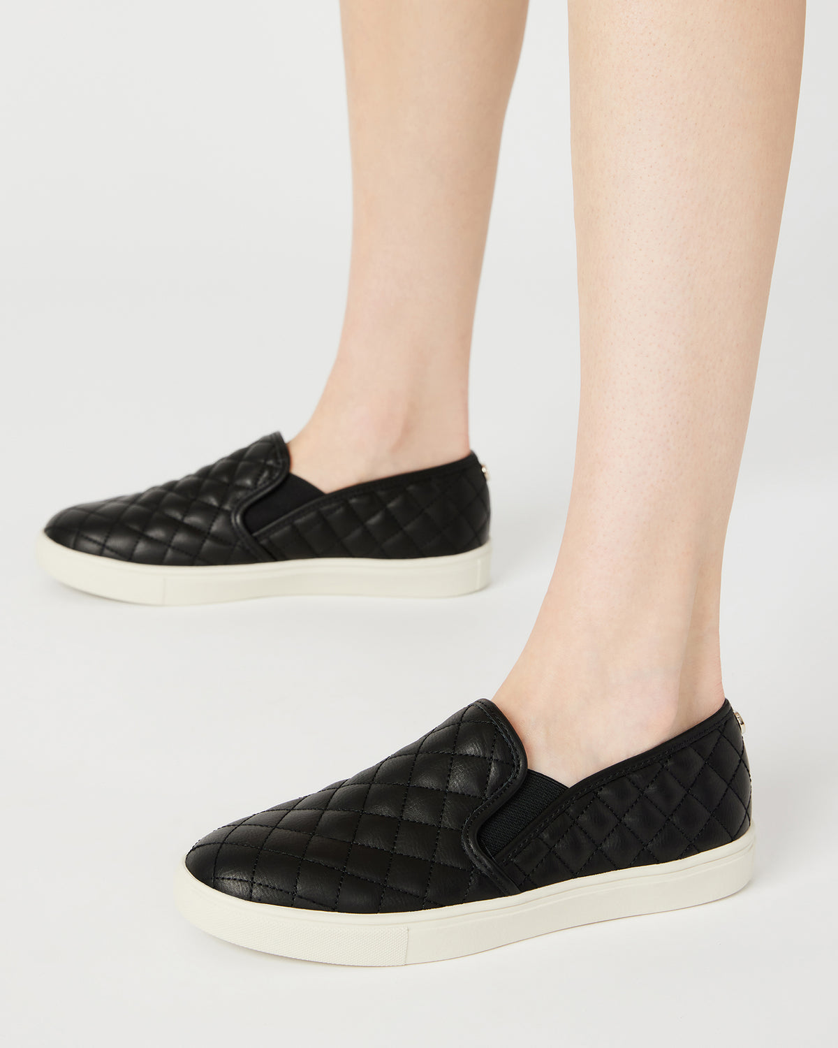 Steve Madden ECENTRCQ Black Leather Women's Slip On Sneakers
