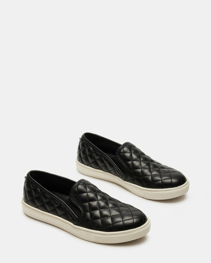 Steve Madden ECENTRCQ Black Leather Women's Slip On Sneakers