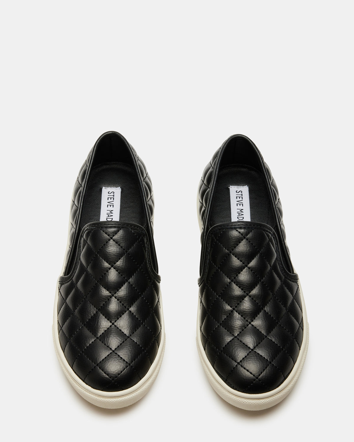 Steve Madden ECENTRCQ Black Leather Women's Slip On Sneakers