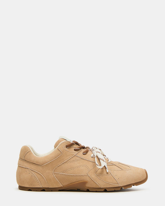 Steve Madden AZIEL Sand Suede Low-Top Lace-Up Women's Sneakers