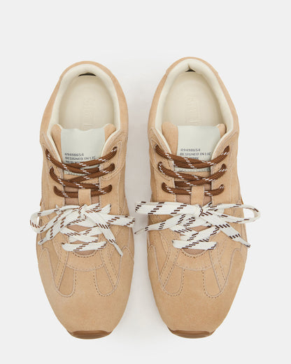 Steve Madden AZIEL Sand Suede Low-Top Lace-Up Women's Sneakers