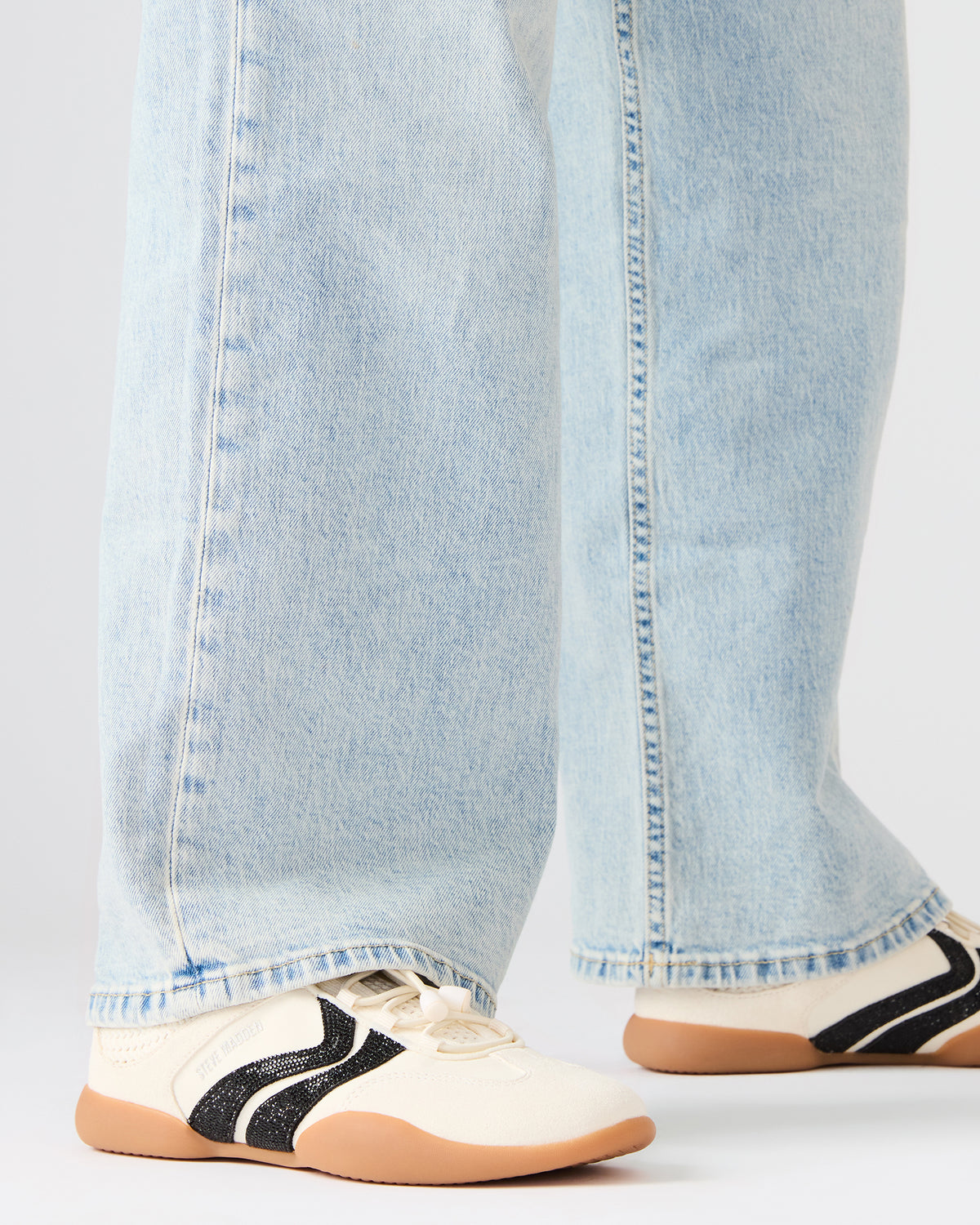 Steve Madden REBOOT Bone Rhinestones Low-Top Lace-Up Women's Sneaker