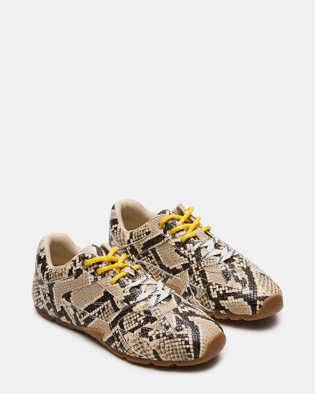 Steve Madden AZIEL Tan Snake Low-Top Lace-Up Women's Sneakers