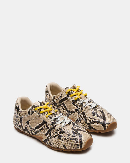Steve Madden AZIEL Tan Snake Low-Top Lace-Up Women's Sneakers