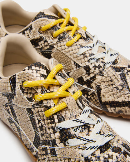 Steve Madden AZIEL Tan Snake Low-Top Lace-Up Women's Sneakers