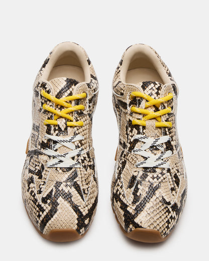 Steve Madden AZIEL Tan Snake Low-Top Lace-Up Women's Sneakers