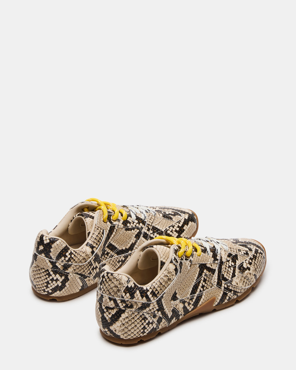 Steve Madden AZIEL Tan Snake Low-Top Lace-Up Women's Sneakers