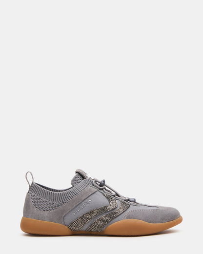 Steve Madden REBOOT Grey Rhinestones Low-Top Lace-Up Women's Sneaker