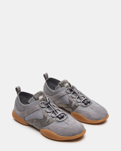 Steve Madden REBOOT Grey Rhinestones Low-Top Lace-Up Women's Sneaker