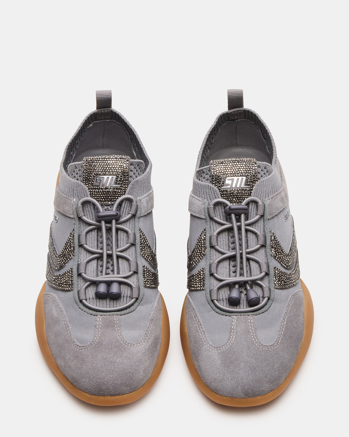 Steve Madden REBOOT Grey Rhinestones Low-Top Lace-Up Women's Sneaker