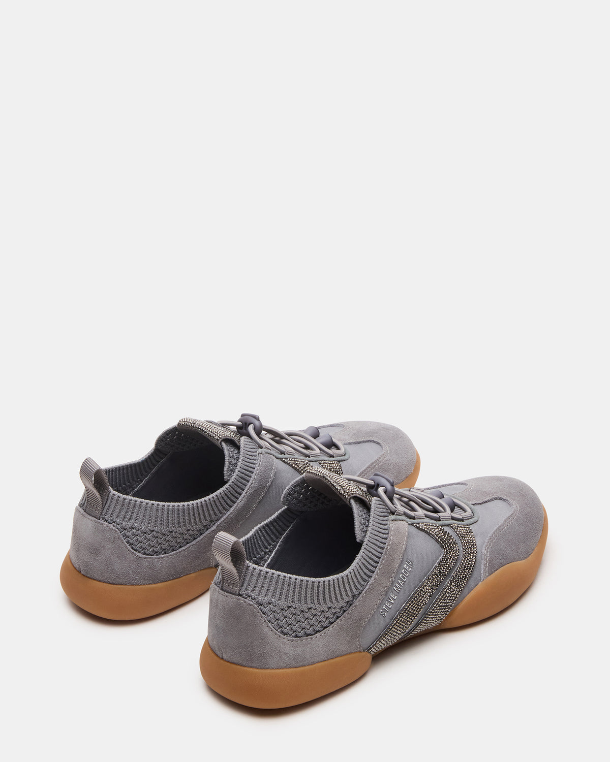 Steve Madden REBOOT Grey Rhinestones Low-Top Lace-Up Women's Sneaker