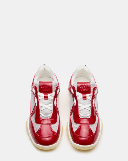 Steve Madden DUSTIN Red Mesh Lace-Up Low-Top Women's Sneaker
