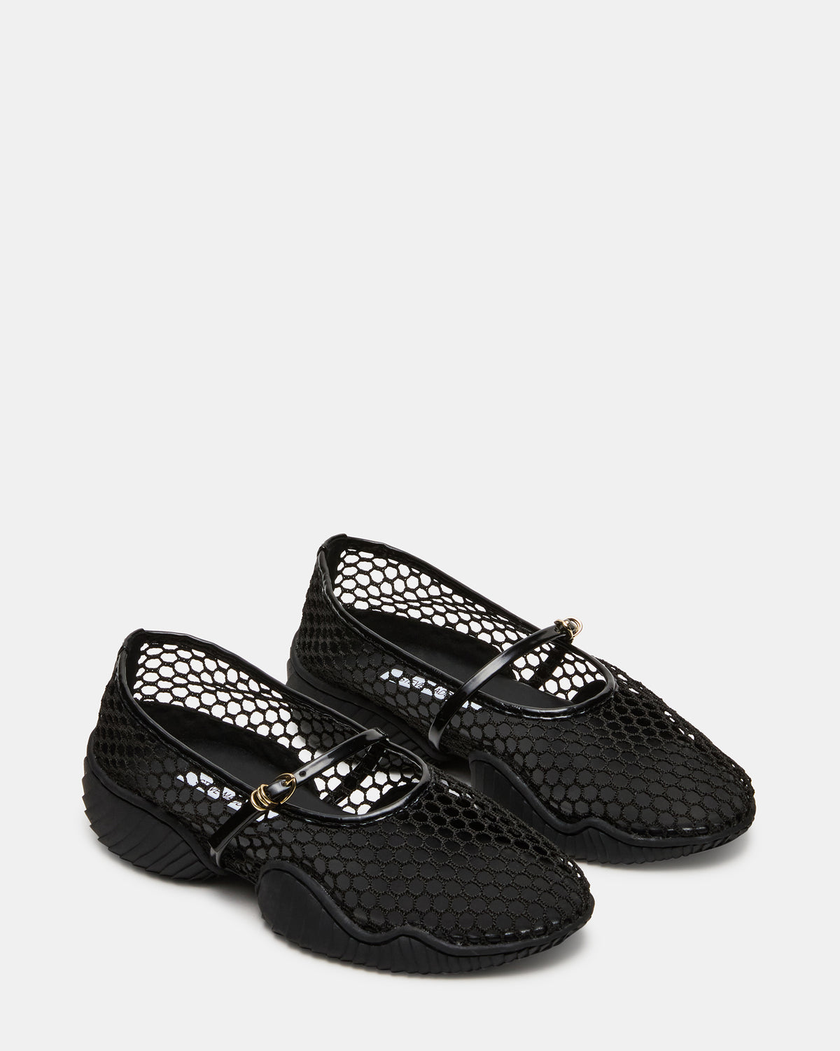 Steve Madden VICKEE Black Mesh Mary Jane Buckle Chunky Sole Ballet Women's Sneaker