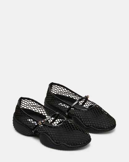 Steve Madden VICKEE Black Mesh Mary Jane Buckle Chunky Sole Ballet Women's Sneaker