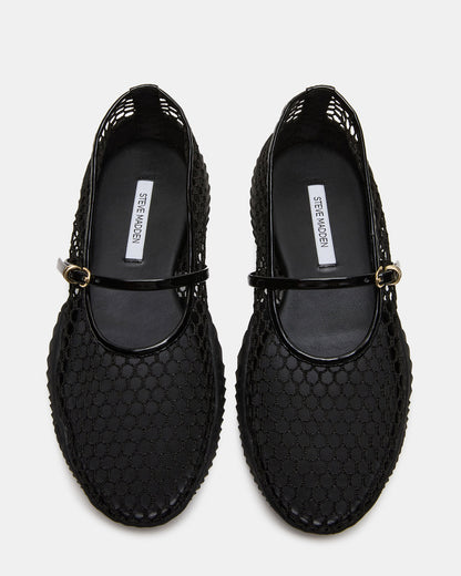Steve Madden VICKEE Black Mesh Mary Jane Buckle Chunky Sole Ballet Women's Sneaker