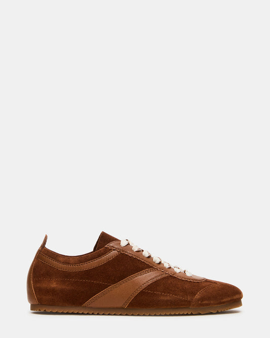 Steve Madden JAYE Chestnut Suede Low-Top Lace-Up Women's Sneaker