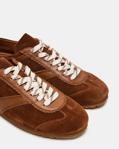 Steve Madden JAYE Chestnut Suede Low-Top Lace-Up Women's Sneaker