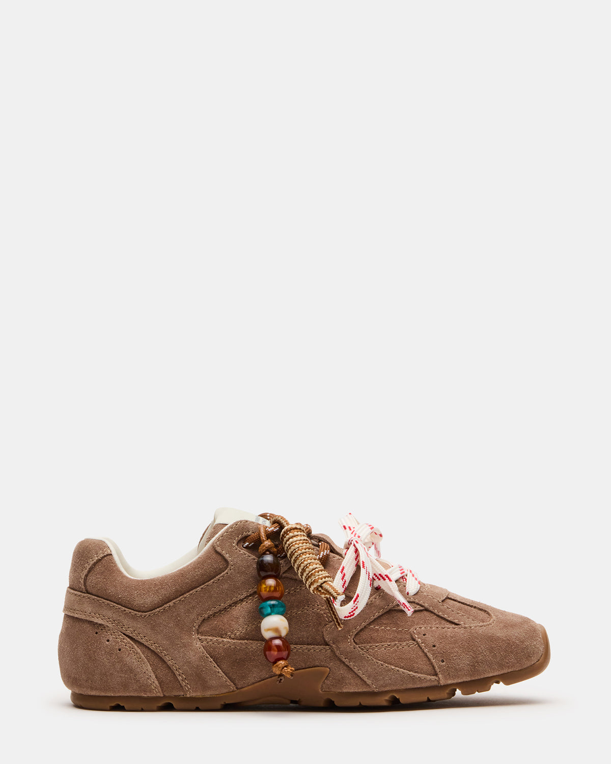 Steve Madden AZIEL Charm Taupe Suede Low-Top Lace-Up Women's Sneakers