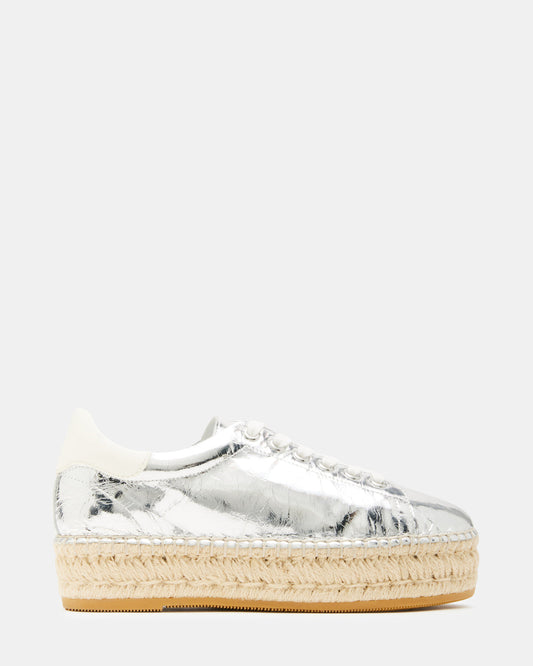 Steve Madden BECKY Silver Multi Women's Espadrille Platform Casual Sneakers