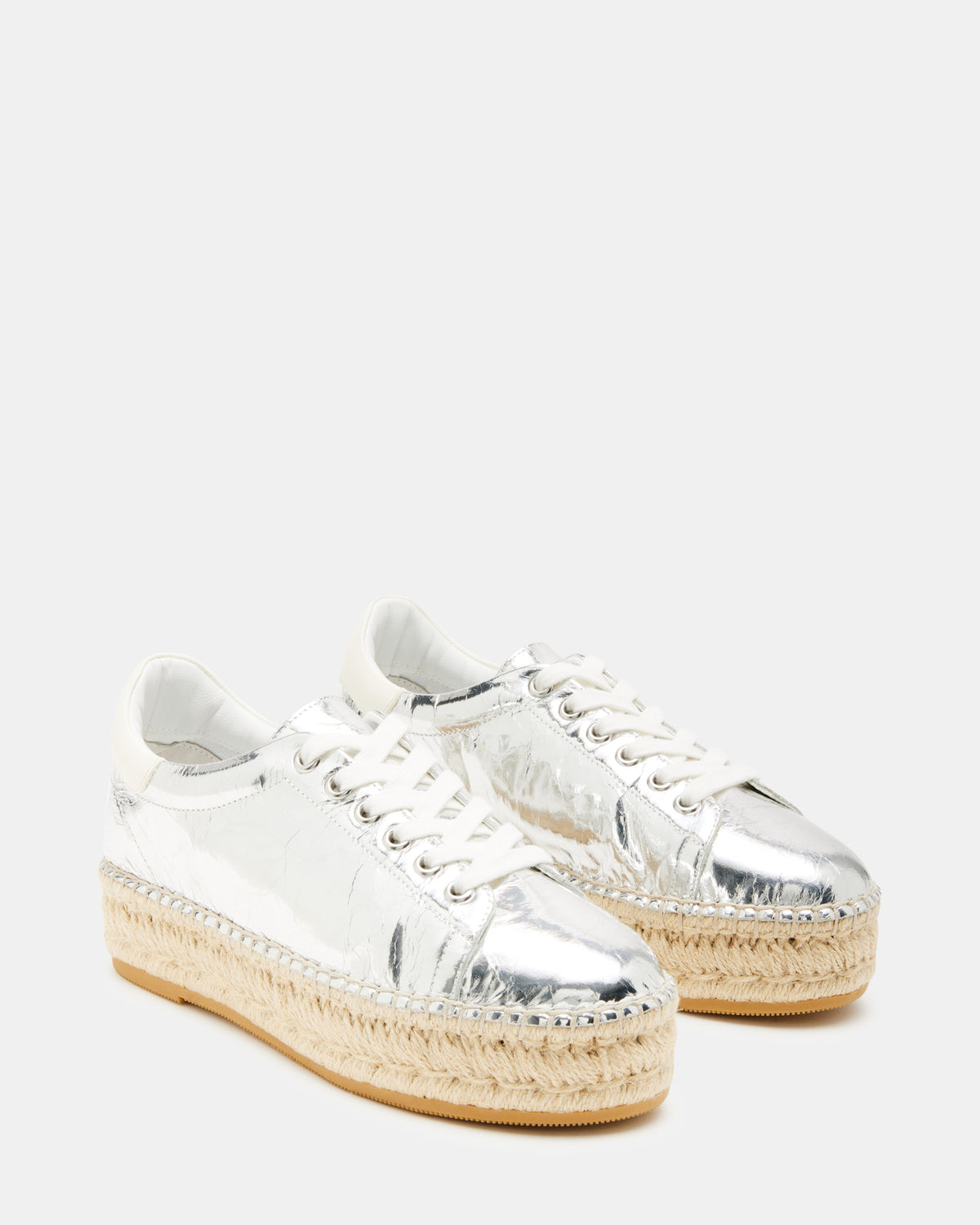 Steve Madden BECKY Silver Multi Women's Espadrille Platform Casual Sneakers