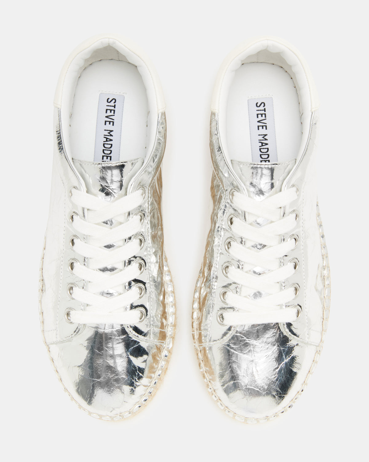 Steve Madden BECKY Silver Multi Women's Espadrille Platform Casual Sneakers