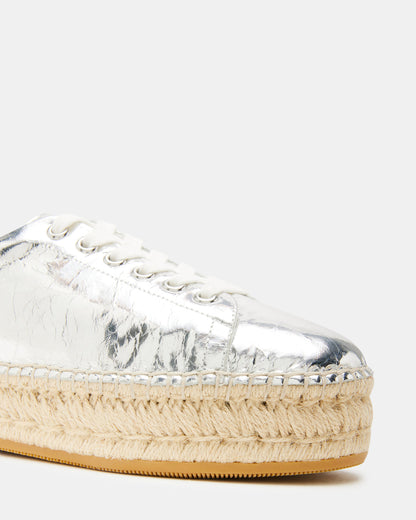 Steve Madden BECKY Silver Multi Women's Espadrille Platform Casual Sneakers