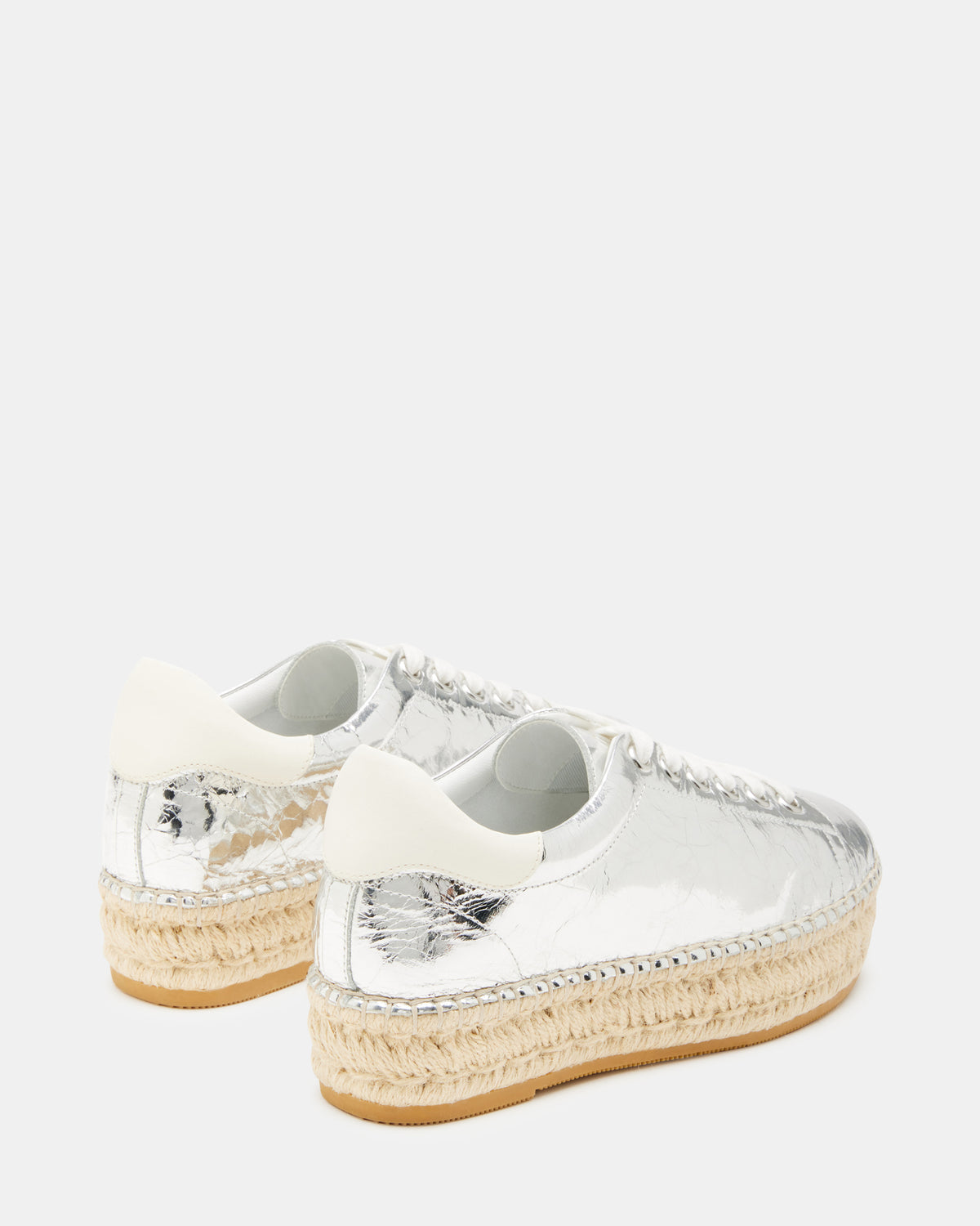 Steve Madden BECKY Silver Multi Women's Espadrille Platform Casual Sneakers